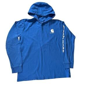 Carhartt Graphic Hooded Long Sleeve Light Weight Boys Blue White Size XL 18-20
